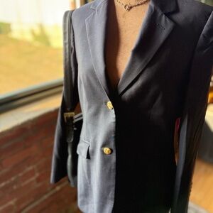 Brooks Brothers Navy Women's Blazer with Gold Buttons 100% wool